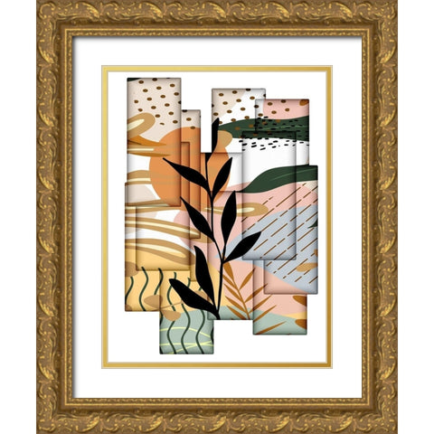 Abstract Collage 334 Gold Ornate Wood Framed Art Print with Double Matting by Bolokofsky, Ronald