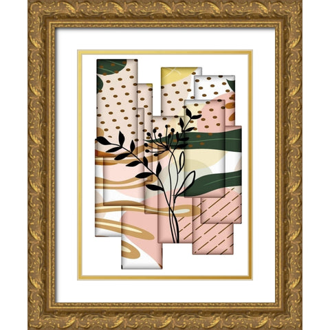 Abstract Collage 335 Gold Ornate Wood Framed Art Print with Double Matting by Bolokofsky, Ronald