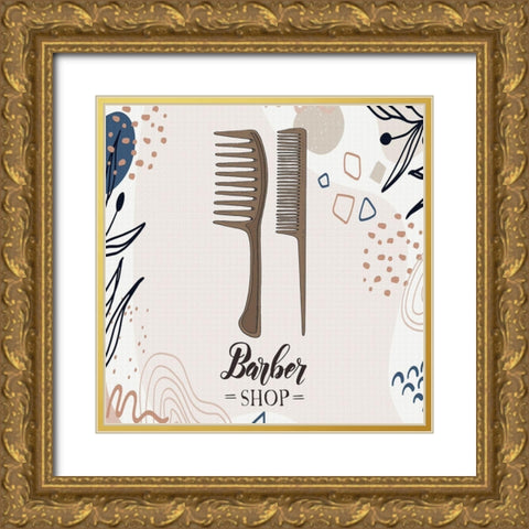 Barber Shop 53 Gold Ornate Wood Framed Art Print with Double Matting by Bolokofsky, Ronald
