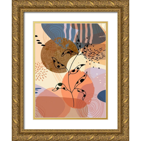 Floral Abstract 304 Gold Ornate Wood Framed Art Print with Double Matting by Bolokofsky, Ronald