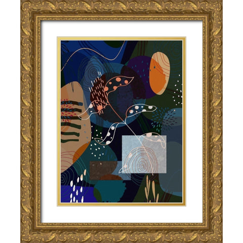 Floral Abstract 401 Gold Ornate Wood Framed Art Print with Double Matting by Bolokofsky, Ronald