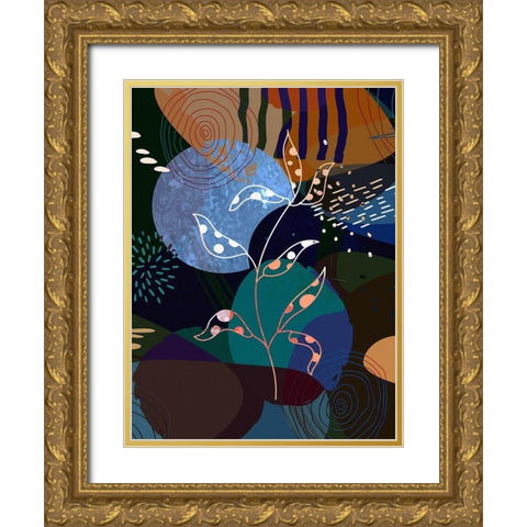 Floral Abstract 404 Gold Ornate Wood Framed Art Print with Double Matting by Bolokofsky, Ronald
