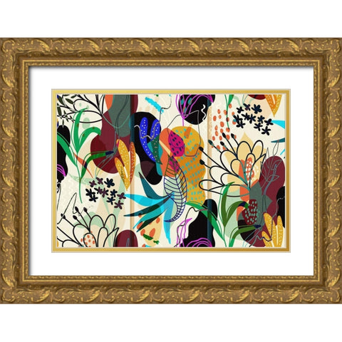 Floral Collage I Gold Ornate Wood Framed Art Print with Double Matting by Bolokofsky, Ronald
