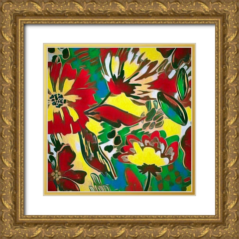 Flower Garden 330 Gold Ornate Wood Framed Art Print with Double Matting by Bolokofsky, Ronald