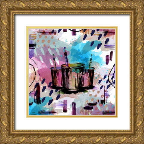 Happy Brushstrokes 256 Gold Ornate Wood Framed Art Print with Double Matting by Bolokofsky, Ronald