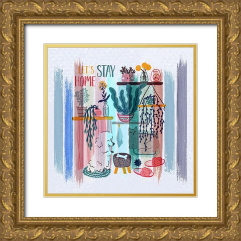 Lets Stay Home 110 Gold Ornate Wood Framed Art Print with Double Matting by Bolokofsky, Ronald