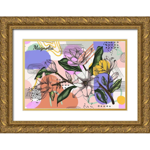 Magnolia 733 Gold Ornate Wood Framed Art Print with Double Matting by Bolokofsky, Ronald