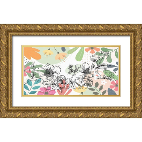 Magnolia Branch 170 Gold Ornate Wood Framed Art Print with Double Matting by Bolokofsky, Ronald