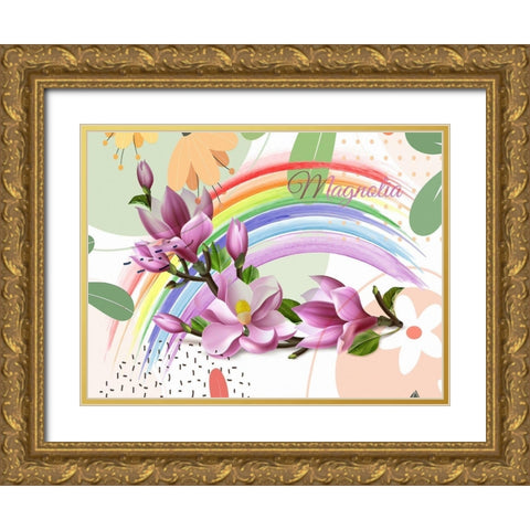 Magnolia Rainbow 282 Gold Ornate Wood Framed Art Print with Double Matting by Bolokofsky, Ronald