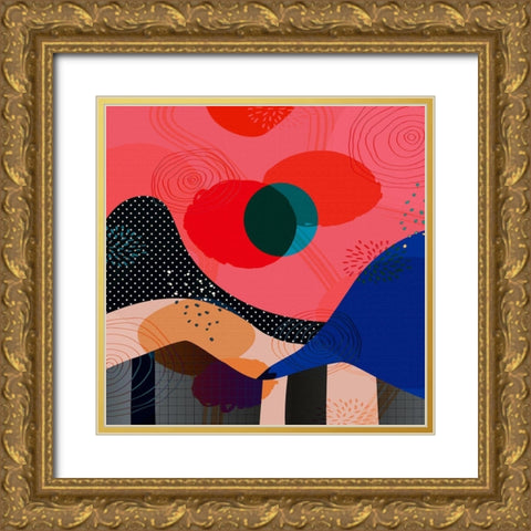 Mid Century Abstract 580 Gold Ornate Wood Framed Art Print with Double Matting by Bolokofsky, Ronald
