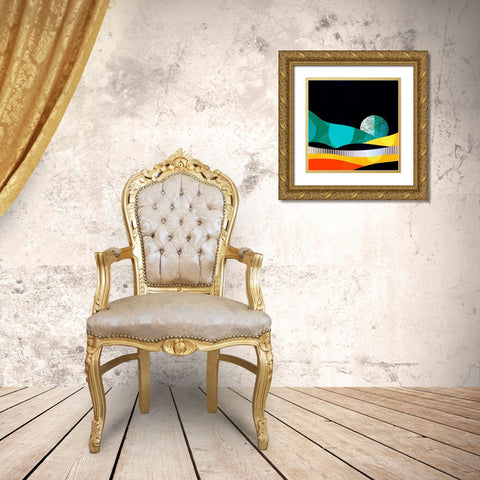 Mid Century Abstract 584 Gold Ornate Wood Framed Art Print with Double Matting by Bolokofsky, Ronald