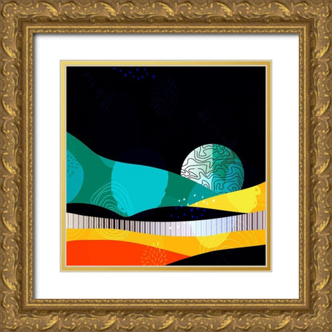 Mid Century Abstract 584 Gold Ornate Wood Framed Art Print with Double Matting by Bolokofsky, Ronald