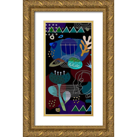 Mid Century Shapes 62A Gold Ornate Wood Framed Art Print with Double Matting by Bolokofsky, Ronald