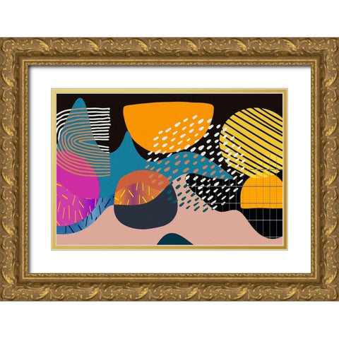 Mid Century Shapes 531 Gold Ornate Wood Framed Art Print with Double Matting by Bolokofsky, Ronald