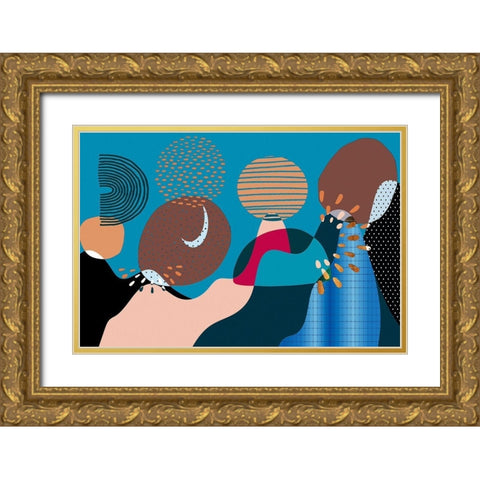 Mid Century Shapes 533 Gold Ornate Wood Framed Art Print with Double Matting by Bolokofsky, Ronald