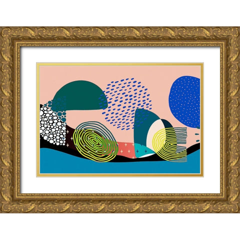 Mid Century Shapes 534 Gold Ornate Wood Framed Art Print with Double Matting by Bolokofsky, Ronald