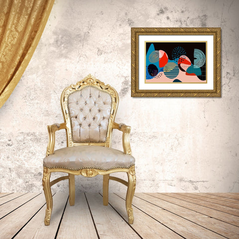 Mid Century Shapes 535 Gold Ornate Wood Framed Art Print with Double Matting by Bolokofsky, Ronald