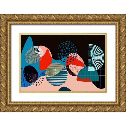 Mid Century Shapes 535 Gold Ornate Wood Framed Art Print with Double Matting by Bolokofsky, Ronald