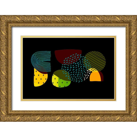Mid Century Shapes 631 Gold Ornate Wood Framed Art Print with Double Matting by Bolokofsky, Ronald