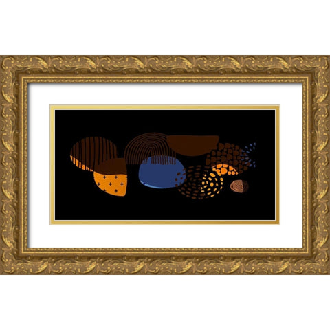 Mid Century Shapes 737 Gold Ornate Wood Framed Art Print with Double Matting by Bolokofsky, Ronald