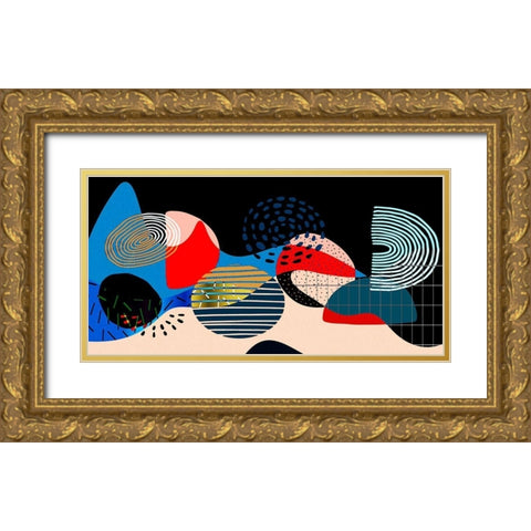 Mid Century Shapes 835 Gold Ornate Wood Framed Art Print with Double Matting by Bolokofsky, Ronald