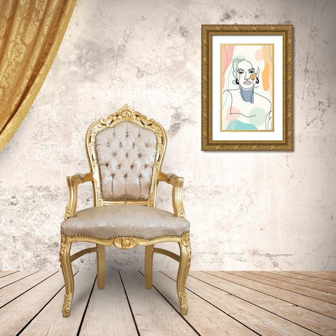 Mid Century Woman 121 Gold Ornate Wood Framed Art Print with Double Matting by Bolokofsky, Ronald