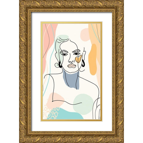 Mid Century Woman 121 Gold Ornate Wood Framed Art Print with Double Matting by Bolokofsky, Ronald
