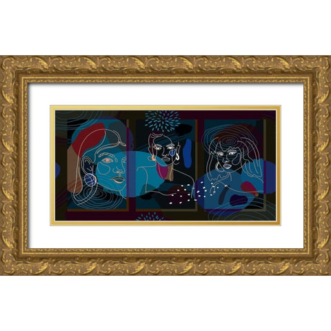Mid Century Women 129 Gold Ornate Wood Framed Art Print with Double Matting by Bolokofsky, Ronald