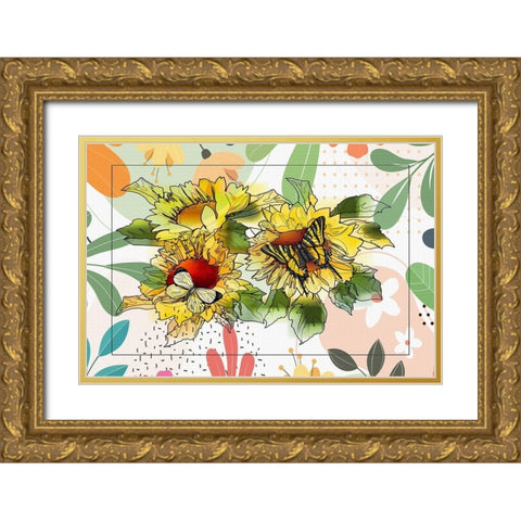 Sunflower Garden 135 Gold Ornate Wood Framed Art Print with Double Matting by Bolokofsky, Ronald