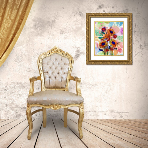 Sunflower Garden 840 Gold Ornate Wood Framed Art Print with Double Matting by Bolokofsky, Ronald