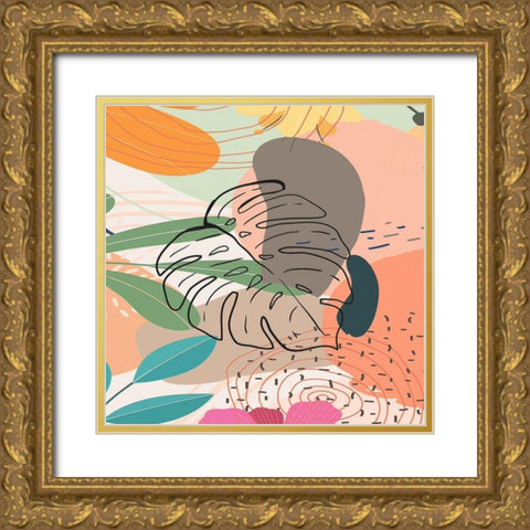 Tropical Leaves 19A Gold Ornate Wood Framed Art Print with Double Matting by Bolokofsky, Ronald