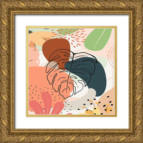 Tropical Leaves 19B Gold Ornate Wood Framed Art Print with Double Matting by Bolokofsky, Ronald