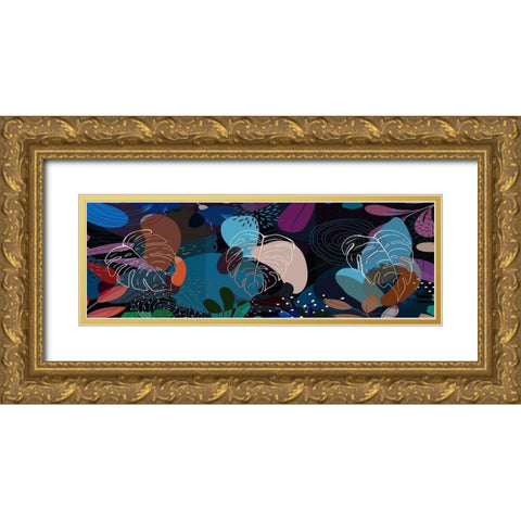 Tropical Leaves 29 Gold Ornate Wood Framed Art Print with Double Matting by Bolokofsky, Ronald