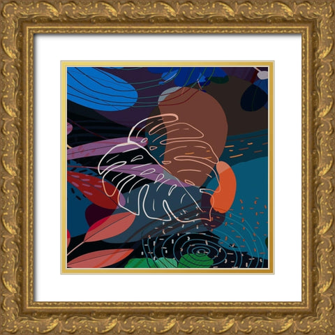 Tropical Leaves 29A Gold Ornate Wood Framed Art Print with Double Matting by Bolokofsky, Ronald