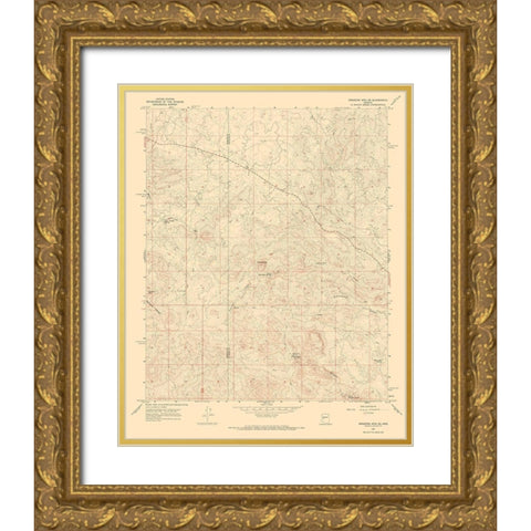 North East Arrastra Mountains Arizona Quad Gold Ornate Wood Framed Art Print with Double Matting by USGS