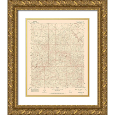 Arrastra Mountains Arizona Quad - USGS 1967 Gold Ornate Wood Framed Art Print with Double Matting by USGS