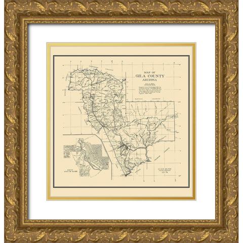 Gila Arizona - Newman 1921 Gold Ornate Wood Framed Art Print with Double Matting by Newman