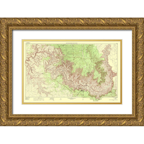 Grand Canyon Vicinity Arizona - USGS 1962 Gold Ornate Wood Framed Art Print with Double Matting by USGS