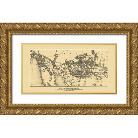 Arizona Proposed Territory - Gray 1857 Gold Ornate Wood Framed Art Print with Double Matting by Gray