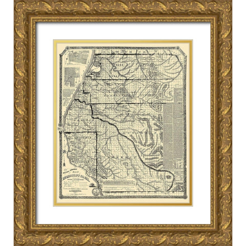 Humboldt California Landowner - Doolittle 1865 Gold Ornate Wood Framed Art Print with Double Matting by Doolittle
