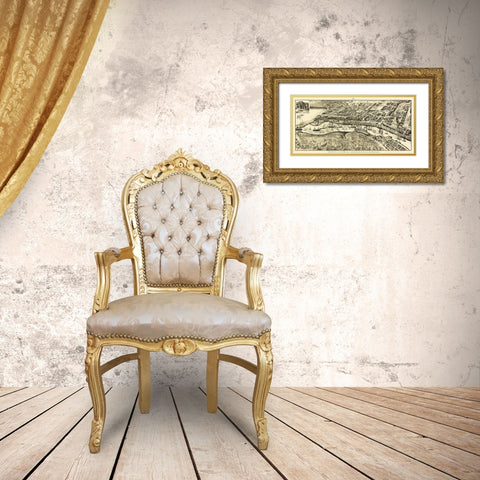San Pedro California - Peck 1905 Gold Ornate Wood Framed Art Print with Double Matting by Peck