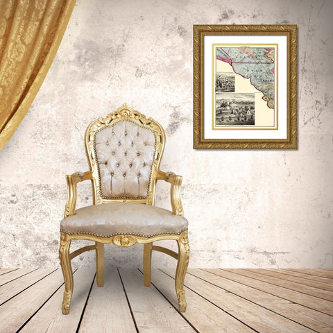 Santa Clara California Landowner - Thomas 1876 Gold Ornate Wood Framed Art Print with Double Matting by Thomas