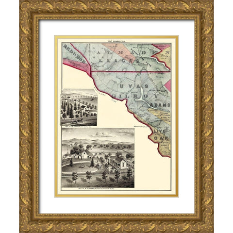 Santa Clara California Landowner - Thomas 1876 Gold Ornate Wood Framed Art Print with Double Matting by Thomas