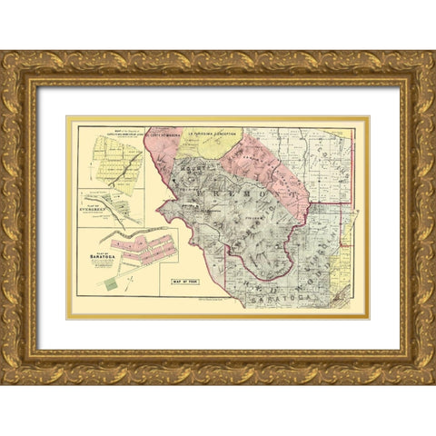 Santa Clara California Landowner - Thomas 1876 Gold Ornate Wood Framed Art Print with Double Matting by Thomas