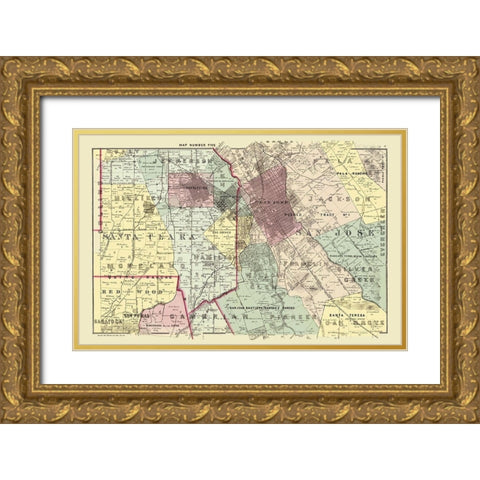 Santa Clara Northeast California Landowner Gold Ornate Wood Framed Art Print with Double Matting by Thomas