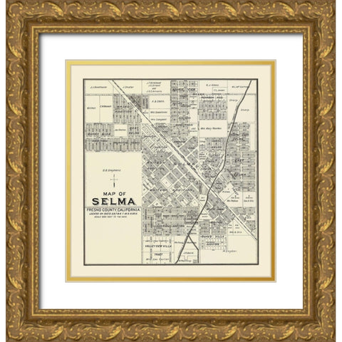 Selma California Landowner - Thomas 1892 Gold Ornate Wood Framed Art Print with Double Matting by Thomas