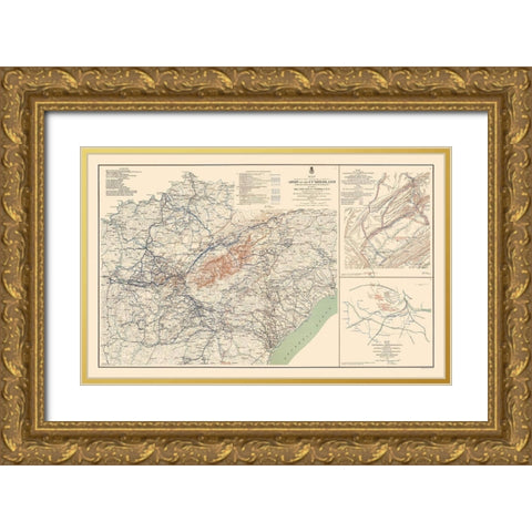Army of Cumberland Campaigns - Ruger 1895 Gold Ornate Wood Framed Art Print with Double Matting by Ruger