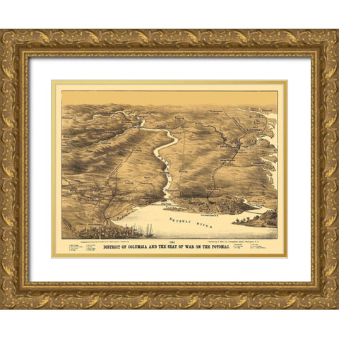 District of Columbia Seat of War On Potomac Gold Ornate Wood Framed Art Print with Double Matting by Bohn