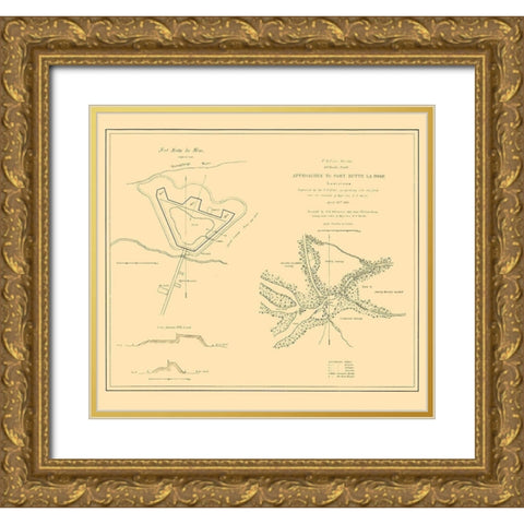 Approaches To Fort Butte La Rose Louisiana Gold Ornate Wood Framed Art Print with Double Matting by Bache