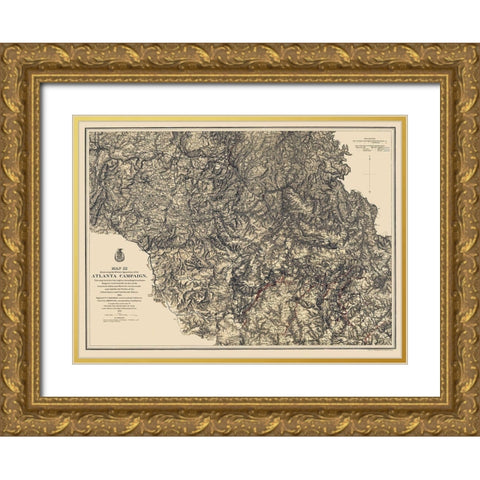Atlanta Campaign III - Ruger 1864 Gold Ornate Wood Framed Art Print with Double Matting by Ruger